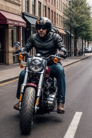 absurdres, highres, ultra detailed, (1girl:1.3), BREAK ,moter bike suit, motor,bike,The feeling of driving down the road at high speed,Running with the front wheel,Raise the front wheel of your motorcycle, ((bobber harley davidson))