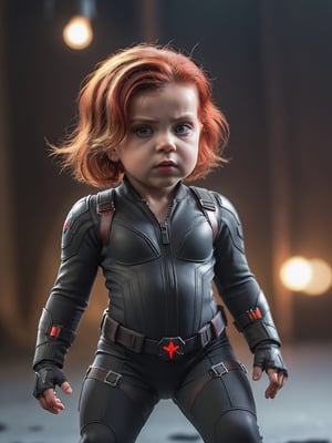 BABY marvel hero BlackWidow, Colorful,  magical photography, dramatic lights, photo-realism, hyper-detailing, 4K, degree of freedom, A high resolution.