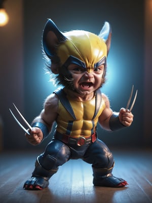 BABY marvel hero Wolverine, Colorful,  magical photography, dramatic lights, photo-realism, hyper-detailing, 4K, degree of freedom, A high resolution.