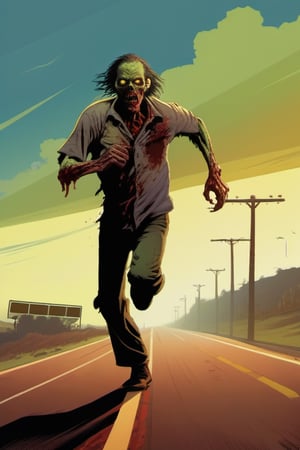 highway, zombie, running
