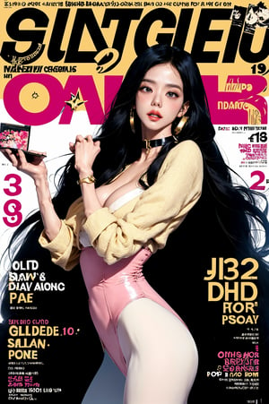 (Masterpiece, Best Quality: 1.2), 1girl, 19 years old beautiful Korean woman:1.3, extremely beautiful face, (Title: 1.5), (Dynamic Poses: 1.4), (Magazine Cover: 1.5), Looking at the Audience, (Thighs: 0.5), (Solo: 1.5), (Cowboy Shot: 1.2), (from bottom to top: 1.3), (bbpeco), (ahoge), (golden retriever: 1.3), solo, dark brown long hair:1.2, chest, looking at audience, big breasts:1.1, slim waist:1.4, wide hip:0.6, black leather neck choker, long sleeves, open shodder, cleavage, coat, (black long hair:1.5), teeth, shiny, lips, shiny skin, v-shaped, tights, caftan, headphones, light pink tight clothing, headphones, gown, shiny clothes, latex, detailed clothes, black fur bracelet, pink tights, latex tights, nudity, zipper open, no clothes, sexy pose, tights, big eyes, facing the viewer, asian girl,masterpiece,realistic, best quality,masterpiece,backlight, halo, (perfect model-like proportions),female,cute, (skinny body:1.5)