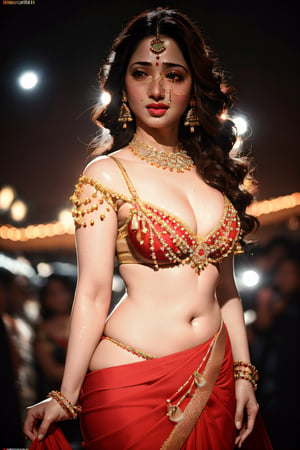 RAW photo, a portrait photo of  tamanna bhatia, a hot queen with round boobs in saree Showing sensuous navel piercing and cleavage  8k uhd, high quality, film grain, Fujifilm XT3,bikini,full_body,swimming,arshadArt 