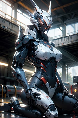 8k, solo, robot eyes, ,robot face, robot, glowing, robot, mecha, science_fiction, holding_weapon, anime lighting, best quality, masterpiece,mechainjectionKA, warframe style, ambient light, volumetric lighting, reflective lighting, sharp focus, battle pose, (red parts), water theme, ROBOTANIMESTYLE,(best quality, masterpiece),jtveemo,WOMAN ON TOP