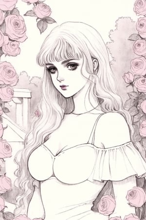 20 years old big breast girl in the rose garden