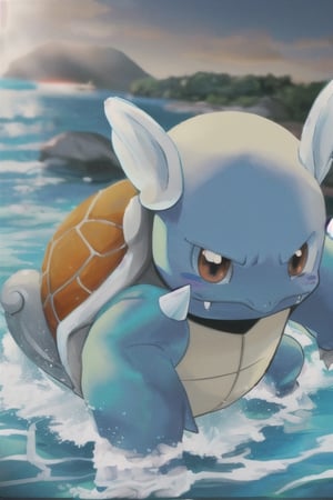 Wartortle_Pokemon, water, cute, best quality, 4k