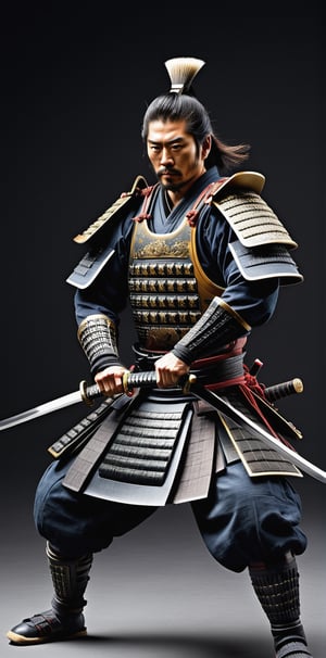 Generate an exceptionally detailed and hyper-realistic masterpiece featuring a remarkably good-looking (Hiroyuki Sanada as Samurai :1.6) on the battlefield, emphasizing the grandeur and beauty of their Katana. Envision the Samurai with striking features, captivating eyes reflecting both intensity and grace, and meticulously groomed hair, all harmonizing to enhance the overall visual appeal.

Zoom in on the Samurai's hands, portraying a firm and controlled grip on an exquisitely crafted Katana. Showcase the intricate details of the sword, highlighting the subtle curvature of the blade, the ornate handguard, and the meticulously adorned hilt. Convey the magnificence of the Katana's craftsmanship, illustrating the play of light and shadow on its polished surface.

Position the Samurai dynamically in the midst of battle, with the Katana drawn and engaged in combat. Capture the swift and precise movements, showcasing the Samurai's mastery in wielding the magnificent blade. Utilize advanced lighting techniques to emphasize the reflections on the Katana's surface, bringing out its size, beauty, and the aura of power it exudes.

Craft the battlefield setting with heightened realism, immersing the viewer in the chaos of war while maintaining a focal point on the Samurai and the splendid Katana. Create an image that not only showcases the attractiveness of the warrior but also elevates the Katana to a central element of awe-inspiring beauty in the detailed and vibrant composition.,Kratos 