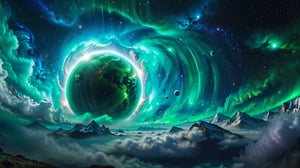 a interdimensional portal, cosmos and nebulas shrouded in a mystical and magical mist.
Witness the grandeur of a magic space,  many blue and green planets are there, nebula, clouds on the sky, intricate details,  hyperrealistic photography,  8k,  neon lights,  nighttime,  ultra dark theme, detailmaster2,Starship,c0nst3llation