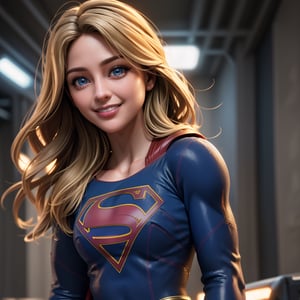 real, atmospheric scene, masterpiece, best quality, (detailed face, detail skin texture, ultra-detailed body),(cinematic light),, 1girl, s0p3r6m3l1s4-smf, solo, realistic, blonde hair, blue eyes, long hair, superhero, lips, upper body, smile, closed mouth, bodysuit, teeth, grin,cyberpunk,girl