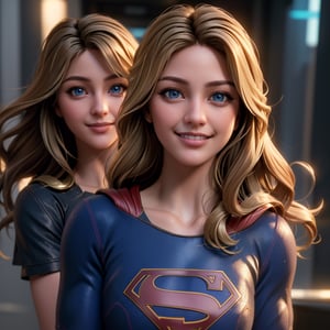 real, atmospheric scene, masterpiece, best quality, (detailed face, detail skin texture, ultra-detailed body),(cinematic light),, 1girl, s0p3r6m3l1s4-smf, solo, realistic, blonde hair, blue eyes, long hair, superhero, lips, upper body, smile, closed mouth, bodysuit, teeth, grin,cyberpunk,girl