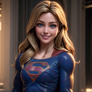 real, atmospheric scene, masterpiece, best quality, (detailed face, detail skin texture, ultra-detailed body),(cinematic light),, 1girl, s0p3r6m3l1s4-smf, solo, realistic, blonde hair, blue eyes, long hair, superhero, lips, upper body, smile, closed mouth, bodysuit, teeth, grin,cyberpunk,girl