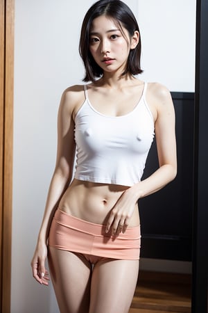 32 years old Taiwanese female, naked_shirt, hot_pants, mini_skirt