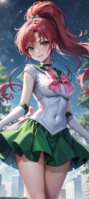 masterpiece, best quality, highres, hmjupiter, strong personality, strong, tough, green eyes, ponytail, tiara, jewelry, sailor senshi uniform, green sailor collar, choker, elbow gloves, white gloves, pink bow, brooch, leotard, green skirt, night, hmjupiter, trees, point of view, snow, night, snowflakes, happy, busty, looking at viewer, Detailedface, confident, love, soft breast, love, caring, smiling, smile, appreciate, point of view, ((pink bow behind)), ((pink bow on back))

soft breast, busty, ((1girl)), closed mouth, smiling, happy, exciting, caring eyes, anime eyes, ((white gloves)), (night)), ((solo)), ((looking at viewer)), ((point of view)), ((mini skirt)),, facing viewer, ((pretty sister)), ((pretty)), ((elder sister)), ((stars)) ((educating viewer)), ((lecturing viewer)), ((lessoning viewer)), ((giving viewer a lesson)), ((calling viewer)), (((extremely detailed cute anime face))), jewelry, ((walking looking at viewer)), ((center position focus)),  ((city)), ((skyscrapers)), ((bare legs)), lamp post, walking towards viewer,  ((from below)), ((view from bottom)), 