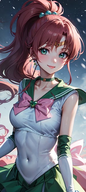 masterpiece, best quality, highres, hmjupiter, strong personality, strong, tough, green eyes, ponytail, tiara, jewelry, sailor senshi uniform, green sailor collar, choker, elbow gloves, white gloves, pink bow, brooch, leotard, green skirt, night, hmjupiter, trees, lights, point of view, snow, night, snowflakes, happy, busty, looking at viewer, Detailedface, confident, love, soft breast, love, caring, smiling, smile, appreciate, point of view, ((pink bow behind)), ((pink bow on back))

soft breast, busty, ((1girl)), closed mouth, smiling, happy, exciting, caring eyes, anime eyes, ((white gloves)), (night)), ((solo)), ((looking at viewer)), ((point of view)), ((mini skirt)),, facing viewer, ((pretty sister)), ((pretty)), ((elder sister)), ((stars)) ((educating viewer)), ((lecturing viewer)), ((lessoning viewer)), ((giving viewer a lesson)), ((calling viewer)), (((extremely detailed cute anime face))), jewelry, ((walking looking at viewer)), ((center position focus)), ((upper body only)), 