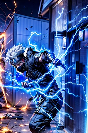  Kakashi Hatake, the iconic character from the Naruto anime, using his signature move, the Chidori Lightning Hand:

"Generate an electrifying image of Kakashi Hatake, the legendary ninja from the Naruto anime, known for his striking silver hair and his iconic ninja outfit, complete with a mask that conceals his lower face.

In this image, Kakashi is poised for action, channeling his chakra into his hand to create the Chidori Lightning Hand. The Chidori should be depicted as a swirling and crackling sphere of intense lightning energy that envelops his hand, ready to unleash its devastating power.

Kakashi's stance should reflect his ninja expertise, showcasing his agility and precision. The background should be a dynamic setting that enhances the excitement of the moment, whether it's a moonlit battlefield or a scene that captures the essence of his ninja journey.

This image should capture the thrilling energy and essence of Kakashi Hatake as he wields the Chidori Lightning Hand, making it a dynamic and electrifying representation of this iconic character." Photographic cinematic super super high detailed super realistic image, 4k Ultra HDR high quality image, masterpiece, ((super detailed image of Kakashi Hatake)), ((perfect hands)), ((perfect face)), 