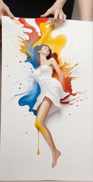 When you drop oil paint on paper, the paint spreads across the white paper, creating an image of a beautiful woman.