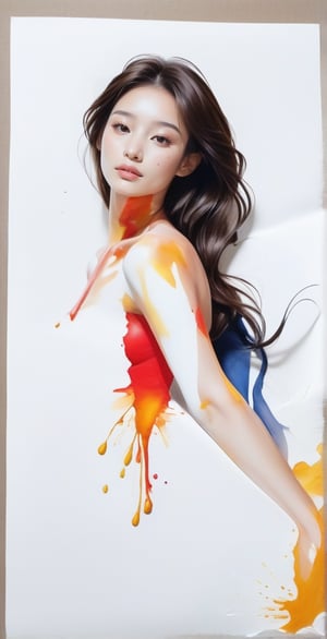 When you drop oil paint on paper, the paint spreads across the white paper, creating an image of a beautiful woman.