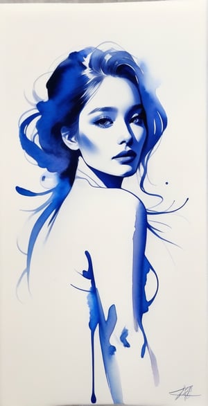 When you drop watercolor paint on paper, the ink spreads across the white paper, creating an image of a beautiful woman.