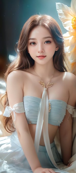 Beautiful soft light, (beautiful and delicate eyes), very detailed, pale skin, (long hair), dreamy, ((frontal shot)), (full body shot), brown eyes, soft expression, bright smile, art photography, fantasy, Shy, cute, tender image, masterpiece, ultra high resolution, colors, highly detailed and soft lighting, details, Ultra HD, 8k, highest quality, (pose), girl, real, wonder of art and beauty, illustration,
soft formal tie shirt,dreamgirl