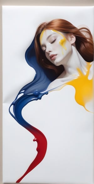 When you drop oil paint on paper, the paint spreads across the white paper, creating an image of a beautiful woman.