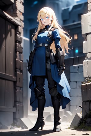 Girl, european, blond_hair, soldier, mechanical_arms, blue_eyes, armored, chest_metal_amored, happy, soldier, blue_and_black, female_solo, light_blue_eyes, blue drees, dinamic, armored_dress, blonde hair, flat_chested, chest, clothes_armored, long_hair, fring, storm trooper, ww1ger, high_resolution, star wars, pants, mechanical_arms_canyon, rifle_arms, long hair, best_hands, blue_dress leather_ boots, armor_chesr,