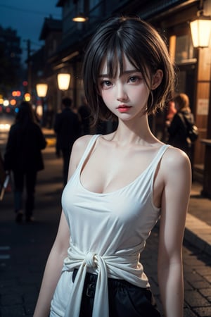 (8k, best quality, masterpiece:1.2),(best quality:1.3), (ultra highres:1.0), RAW photo, realistic photo, a beautiful girl, from head to waist, extremely luminous bright design,autumn lights, short tail hair, thin lips, cute angry, pouting