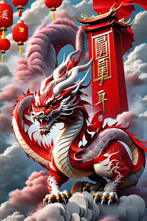 chinese,dragon,realistic,front-view,red,cloud,Animal,no_wing,IncrsXLRanni, character_design