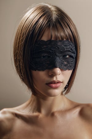a european girl (solazola)  , pornhub, masterpiece, hair A-line bob haircut with bangs color_purple  ,volumetric , high detail, Realism, 8k, front_view,nude,nstw, full_body, exposed_pussy,Lace Blindfold,Detailedface