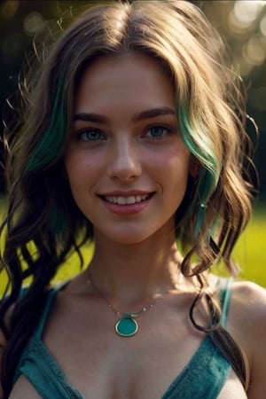  of a very beatutiful supermodel wearing nothing on a open field,  (oval face), embers of memories, colorful, earth neckless, (photo-realisitc), exposure blend, hot weather, bokeh,  (hdr:1.4),  high contrast,  (cinematic,  teal and green:1.2),  (muted colors,  dim colors,  soothing tones:1.3),  low saturation, fate/stay background, 1, naked body, no clothes, small_breast, from ukraine, (wavy, blond and long hair), Hippihairstyle, smiling face, hi resolution, medium_breasts, medium body shot