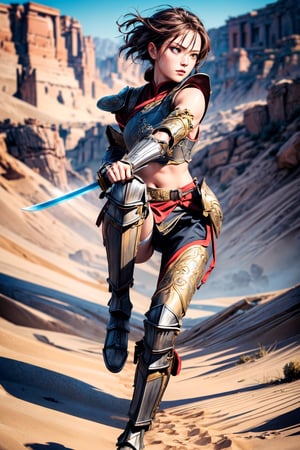 ultra high res, (masterpiece, best quality), (photorealistic:1.5), 

in a desert, (detail background: 1.3), 

1 girl jedi knight, full-body_portrait, (:1.2), 
(dynamic pose:1.1), holding a chinese sword, ready to fight, Ancient chinese heavy armor