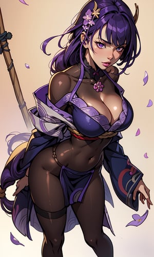 (masterpiece, best quality, realistic, photoshop, illustration) 1girl,skinny,purple hair,hair accessories,yukata,cleavage,backwards,backwards,big breasts,temple,petals,sakura petals,long hair,character sheet ilustration,raiden shogun,raiden_shogun_ckxl,body shape,skinny,height_difference,light_purple_hair,skindentation,shiny,navel,raiden_shogun_genshin,Raidenshogun,1 girl