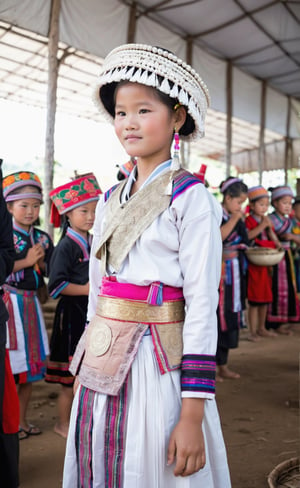 12-year-old girl, Laos Hmong, ((Miao)), traditional clothing,