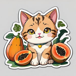cat,  cutie,sticker,papaya,