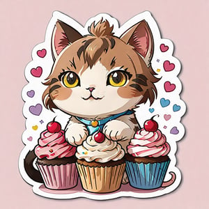 cat, cutie,sticker, cupcake