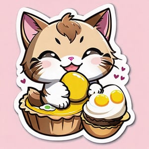 cat, cutie,sticker, egg tart