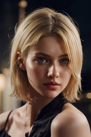 20-year-old Ukraine woman with blond hair, short hair, dark night view, lighting on her face, blue eyes, Alexandra_Nagy-20,arshadArt