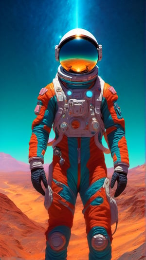 A futuristic male android astronaut, journey to the edge of universe, the big bang of universe at the background, for youtube thumbnail, vibrant colors, sharp focus, masterpiece, best quality, Photorealistic, ultra-high resolution, Hyper detailed, hyper realistic, MASTERPIECE by Aaron Horkey and Jeremy Mann