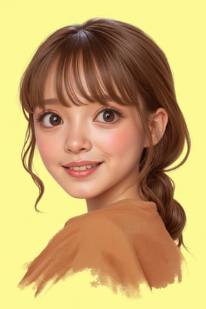 lih4s_style, cartoon drawing of potrait a girl. the background is light yellow. in the style of t0k,cl1ent,nik3,eli05,Claire,yu4mikami