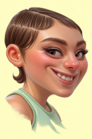 lih4s_style, cartoon drawing of potrait a girl. the background is light yellow. in the style of t0k,ben1