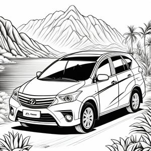 a beautiful drawing of avanza car, black and white, black & white,Coloring Book, ColoringBookAF