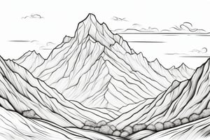 simple mountain , hand draw,Leonardo Style,Coloring Book, simple background