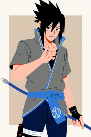 nap_retep, drawing cartoon of Sasuke Uchiha. in the style of t0k