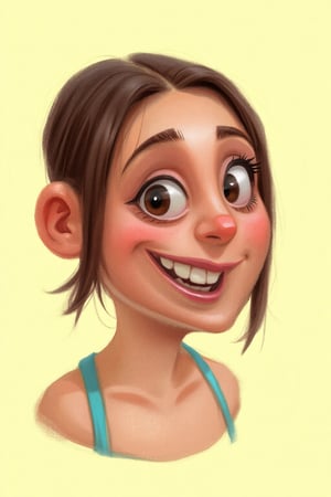 lih4s_style, cartoon drawing of potrait a girl. the background is light yellow. in the style of t0k,ben1