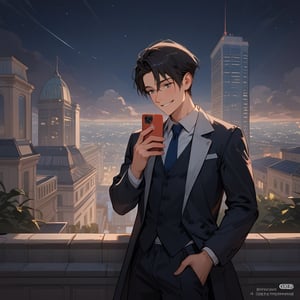 Score_9, Score_8_up, Score_7_up, Score_6_up, Score_5_up, Score_4_up,aa man black hair, sexy guy, wearing a suit, sexy guy, standing on the balcony of a building, looking at the front building,sexy pose,night,holding a cell phone in his hand and looking at the cell phone, smiling,
ciel_phantomhive,jaeggernawt,Indoor,frames,high rise apartment,outdoor, modern city,