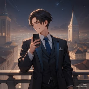 Score_9, Score_8_up, Score_7_up, Score_6_up, Score_5_up, Score_4_up,aa man black hair, sexy guy, wearing a suit, sexy guy, standing on the balcony of a building, looking at the front building,sexy pose,night,holding a cell phone in his hand and looking at the cell phone, smiling,
ciel_phantomhive,jaeggernawt,Indoor,frames,high rise apartment,outdoor, modern city,