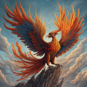 realistic, phoenix,  epic art, volitation over sky, desolate,  intricately detailed,   beautiful, amazing, highly detailed, digital art, sharp focus, trending on art station,sticker,Leonardo Style