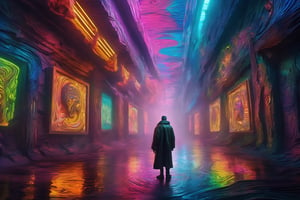 A  creature against a psychedelic background, in style bladerunner the movie, sculptural chaos,  digitalism, photorealistic paintings, 32k uhd, digital art marvels, conceptual artwork, hyperrealistic photography, ultra detailed