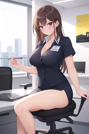 Design a girl name jane,  which is seductive & sensuous attractive. wearing office uniform,  16k, 