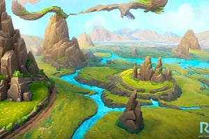 fantastic detailed photography of a perfect a telepath controlling rock formations on a mountain to create a makeshift base, intricate details, detailed background league of legends, legends of runeterra, valorant, lolsplashart, mlbbsplashart,

Holographic, african landscape, (3D) bird's eye view, from above, colorful , and lush grasslands. Winding paths crisscross the hills, Magical multicolor ink, high quality, imagination, 8K, fantasy art, vibrant magical colors, style painting magic.
