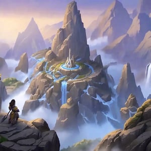 fantastic detailed photography of a perfect a telepath controlling rock formations on a mountain to create a makeshift base, intricate details, detailed background league of legends, legends of runeterra, valorant, lolsplashart, mlbbsplashart
