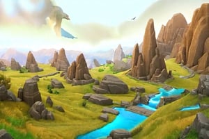 fantastic detailed photography of a perfect a telepath controlling rock formations on a mountain to create a makeshift base, intricate details, detailed background league of legends, legends of runeterra, valorant, lolsplashart, mlbbsplashart,

Holographic, african landscape, (3D) bird's eye view, from above, colorful , and lush grasslands. Winding paths crisscross the hills, Magical multicolor ink, high quality, imagination, 8K, fantasy art, vibrant magical colors, style painting magic.
